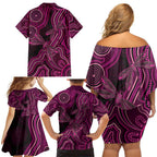 Australia Breast Cancer Awareness Family Matching Off Shoulder Short Dress and Hawaiian Shirt Pink Dragonflies Aboriginal Art - Aussie Hoodie