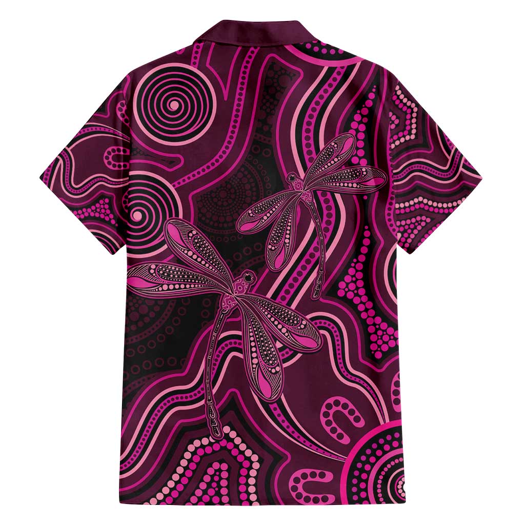 Australia Breast Cancer Awareness Family Matching Off Shoulder Short Dress and Hawaiian Shirt Pink Dragonflies Aboriginal Art - Aussie Hoodie