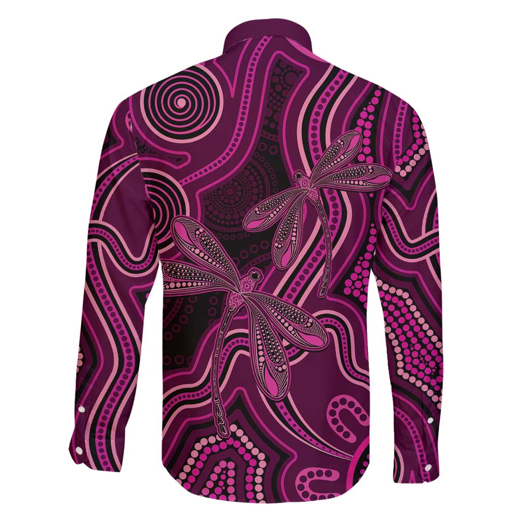 Australia Breast Cancer Awareness Family Matching Off Shoulder Short Dress and Hawaiian Shirt Pink Dragonflies Aboriginal Art - Aussie Hoodie