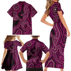 Australia Breast Cancer Awareness Family Matching Short Sleeve Bodycon Dress and Hawaiian Shirt Pink Dragonflies Aboriginal Art - Aussie Hoodie