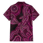 Australia Breast Cancer Awareness Family Matching Short Sleeve Bodycon Dress and Hawaiian Shirt Pink Dragonflies Aboriginal Art - Aussie Hoodie