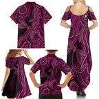 Australia Breast Cancer Awareness Family Matching Summer Maxi Dress and Hawaiian Shirt Pink Dragonflies Aboriginal Art - Aussie Hoodie
