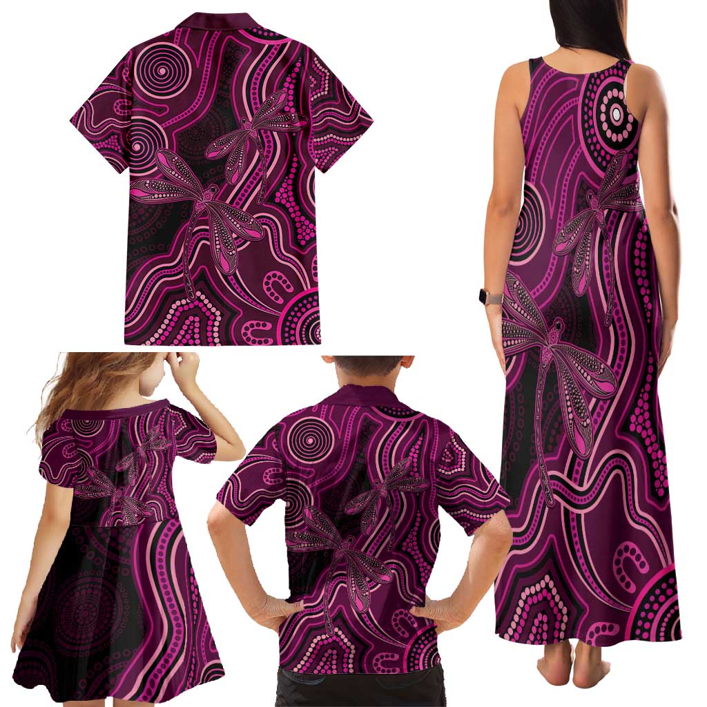 Australia Breast Cancer Awareness Family Matching Tank Maxi Dress and Hawaiian Shirt Pink Dragonflies Aboriginal Art - Aussie Hoodie