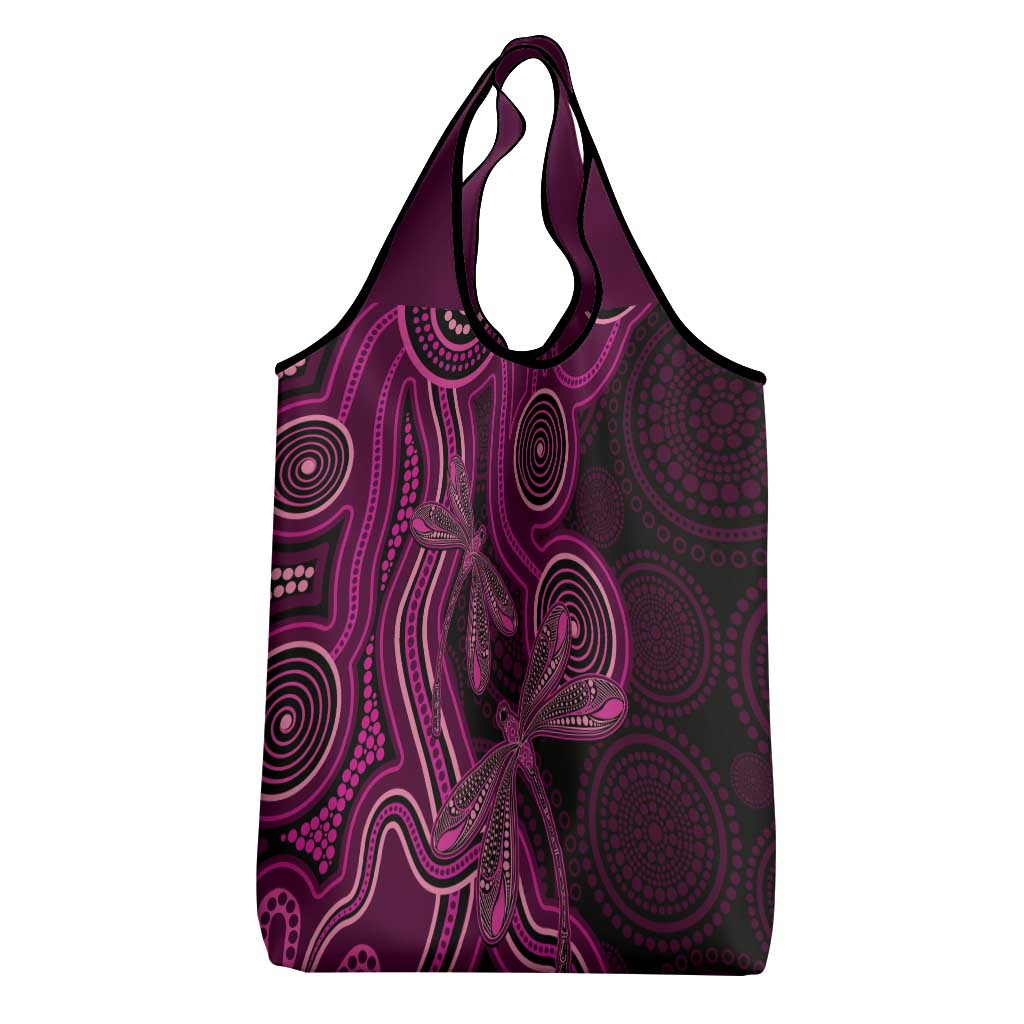 Australia Breast Cancer Awareness Grocery Bag Pink Dragonflies Aboriginal Art - Aussie Hoodie