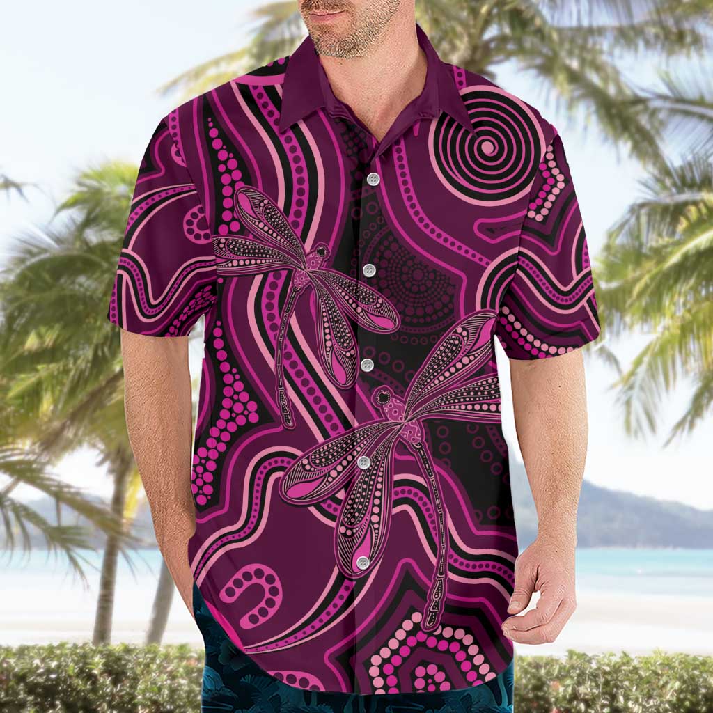 Australia Breast Cancer Awareness Hawaiian Shirt Pink Dragonflies Aboriginal Art - Aussie Hoodie