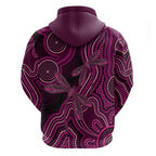 Australia Breast Cancer Awareness Hoodie Pink Dragonflies Aboriginal Art - Aussie Hoodie