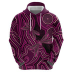 Australia Breast Cancer Awareness Hoodie Pink Dragonflies Aboriginal Art - Aussie Hoodie