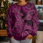 Australia Breast Cancer Awareness Kid Ugly Christmas Sweater Pink Dragonflies Aboriginal Art - Aussie Hoodie