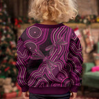 Australia Breast Cancer Awareness Kid Ugly Christmas Sweater Pink Dragonflies Aboriginal Art - Aussie Hoodie