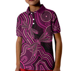 Australia Breast Cancer Awareness Kid Polo Shirt Pink Dragonflies Aboriginal Art - Aussie Hoodie
