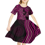 Australia Breast Cancer Awareness Kid Short Sleeve Dress Pink Dragonflies Aboriginal Art - Aussie Hoodie