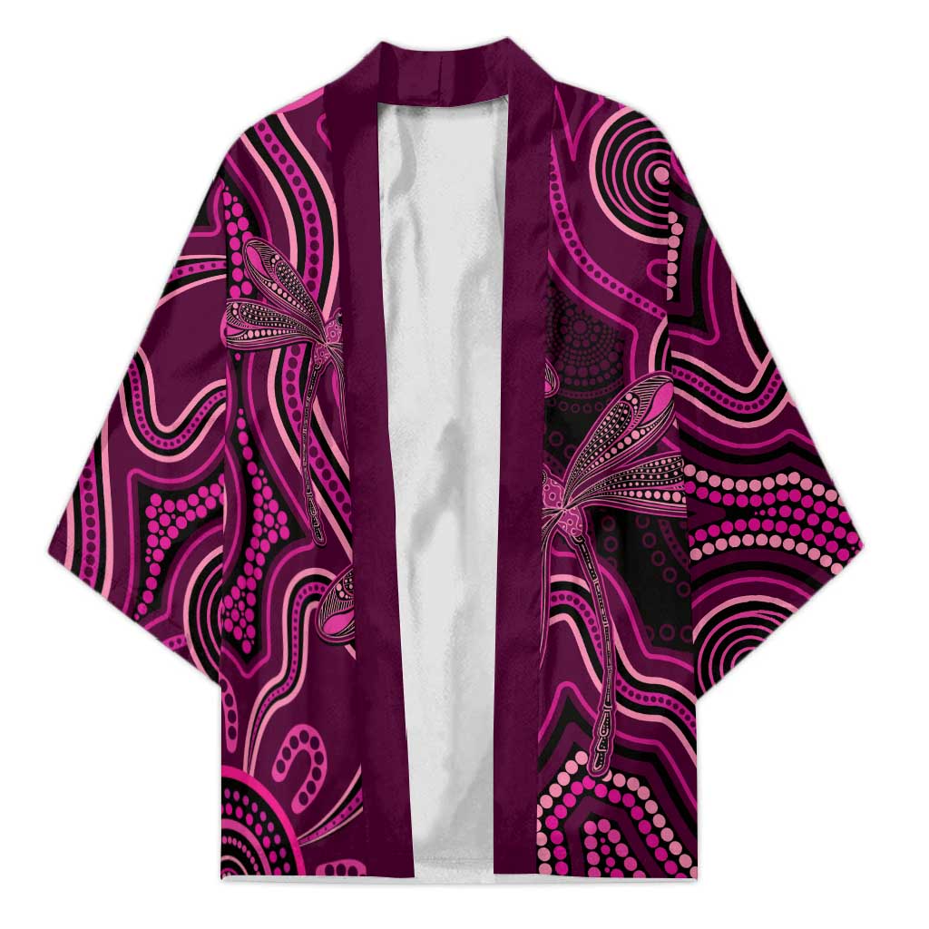 Australia Breast Cancer Awareness Kimono Pink Dragonflies Aboriginal Art - Aussie Hoodie