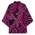 Australia Breast Cancer Awareness Kimono Pink Dragonflies Aboriginal Art - Aussie Hoodie