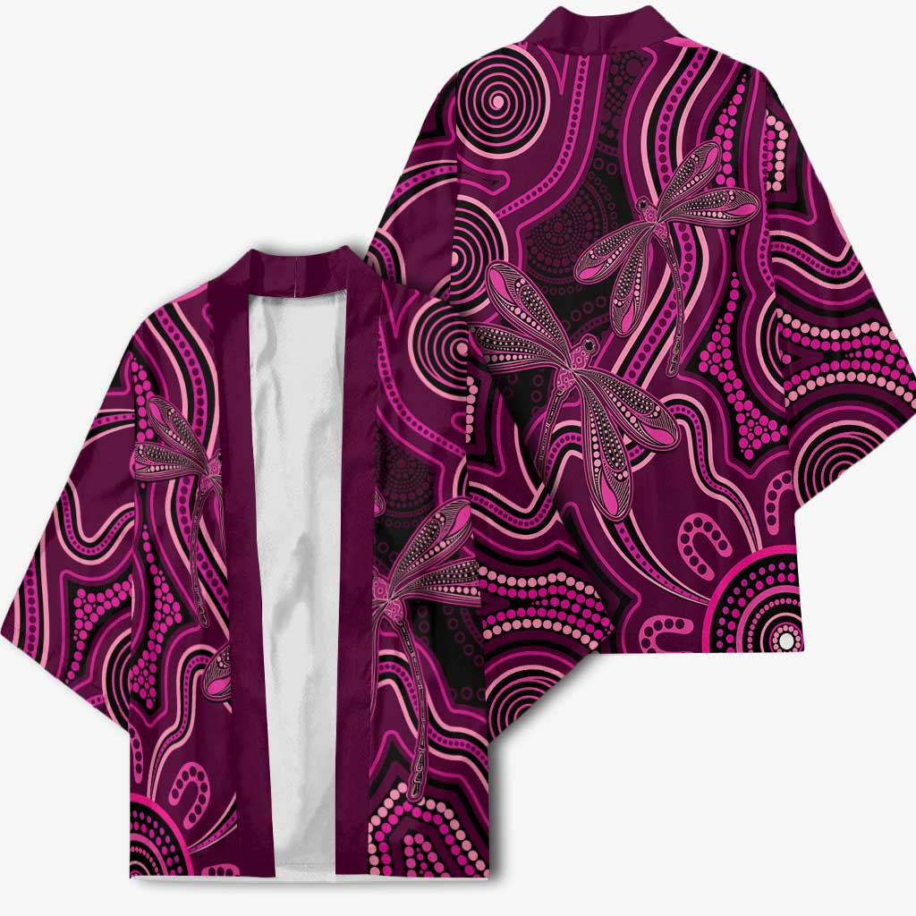 Australia Breast Cancer Awareness Kimono Pink Dragonflies Aboriginal Art - Aussie Hoodie
