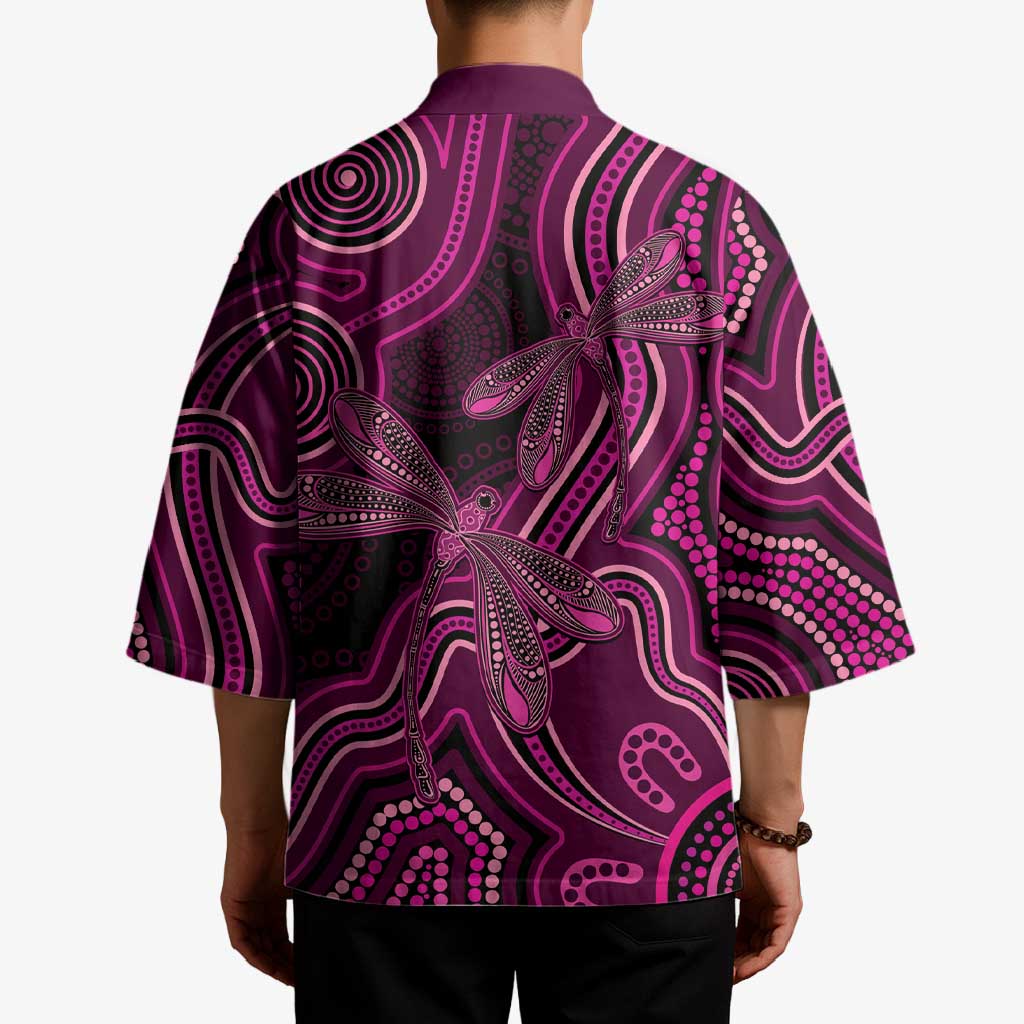 Australia Breast Cancer Awareness Kimono Pink Dragonflies Aboriginal Art - Aussie Hoodie