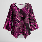 Australia Breast Cancer Awareness Kimono Sleeve Blouse Pink Dragonflies Aboriginal Art - Aussie Hoodie