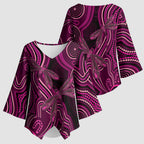 Australia Breast Cancer Awareness Kimono Sleeve Blouse Pink Dragonflies Aboriginal Art - Aussie Hoodie