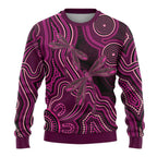 Australia Breast Cancer Awareness Ugly Christmas Sweater Pink Dragonflies Aboriginal Art - Aussie Hoodie
