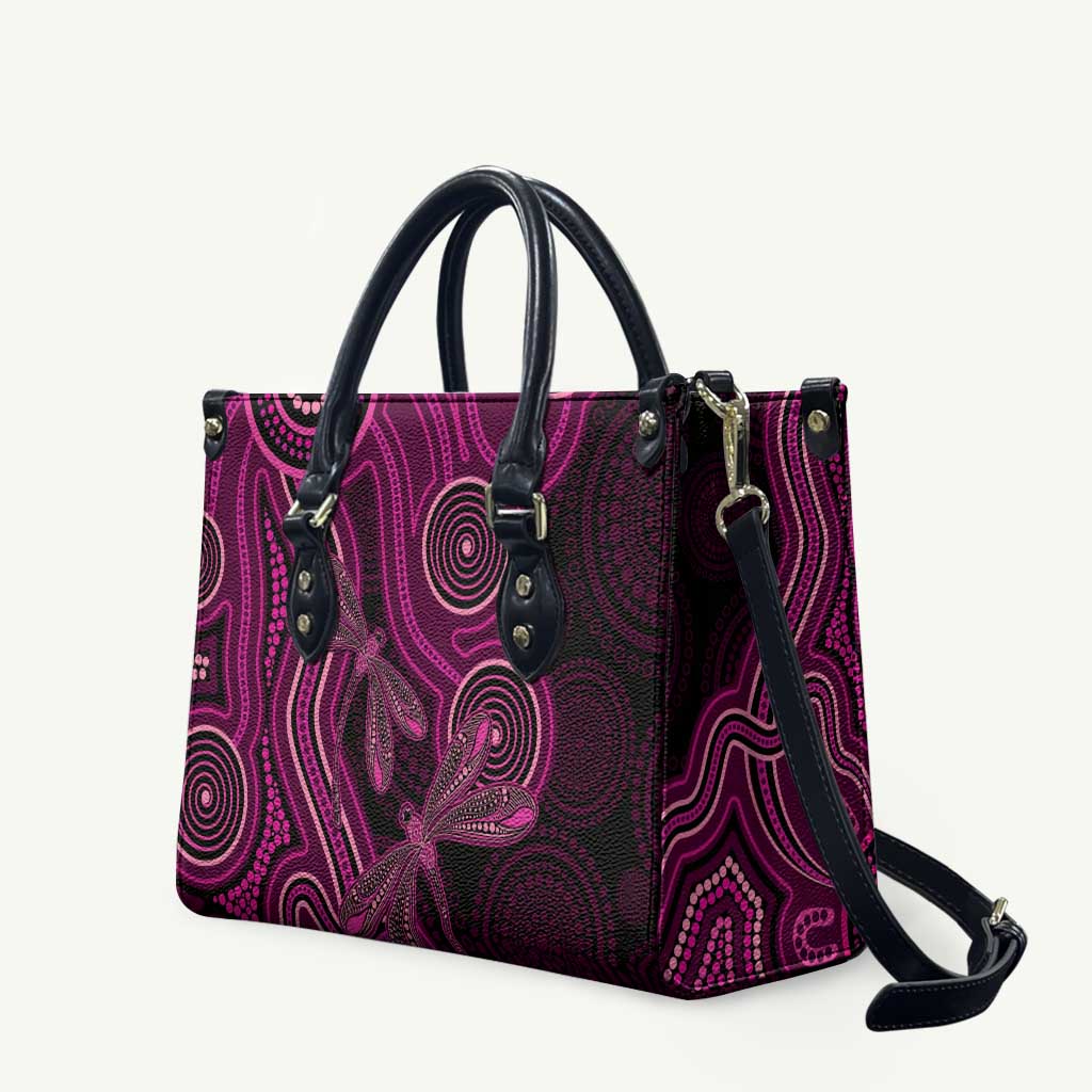 Australia Breast Cancer Awareness Leather Bag Pink Dragonflies Aboriginal Art - Aussie Hoodie