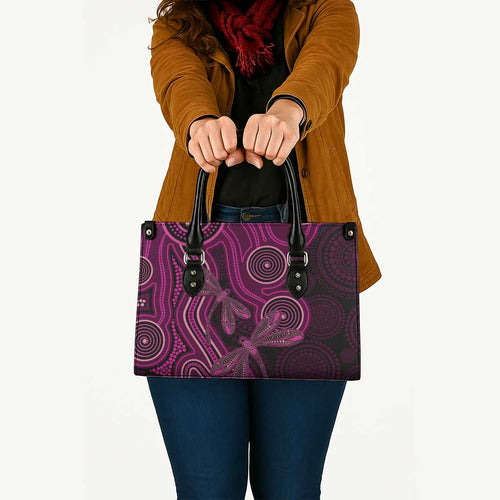 Australia Breast Cancer Awareness Leather Bag Pink Dragonflies Aboriginal Art - Aussie Hoodie