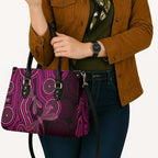 Australia Breast Cancer Awareness Leather Bag Pink Dragonflies Aboriginal Art - Aussie Hoodie