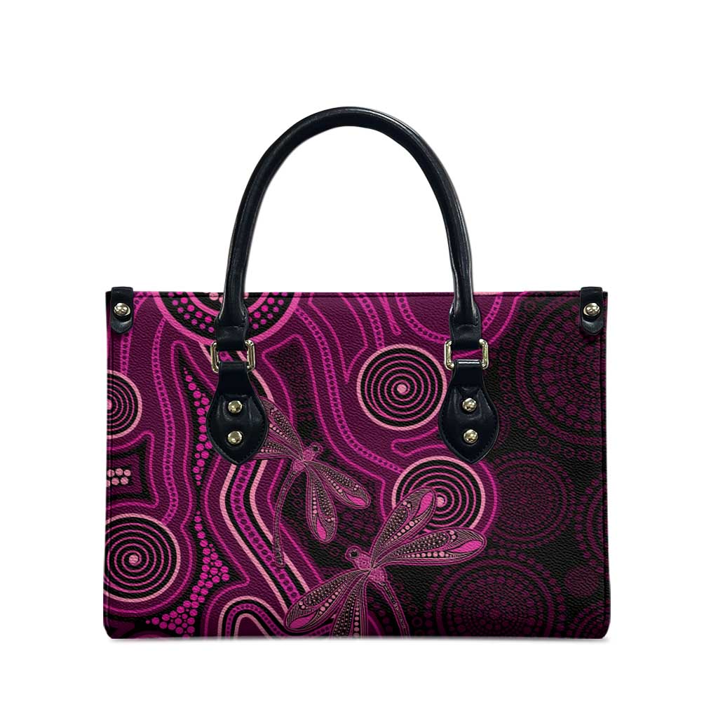 Australia Breast Cancer Awareness Leather Bag Pink Dragonflies Aboriginal Art - Aussie Hoodie