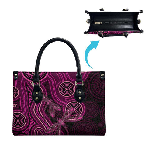 Australia Breast Cancer Awareness Leather Bag Pink Dragonflies Aboriginal Art - Aussie Hoodie