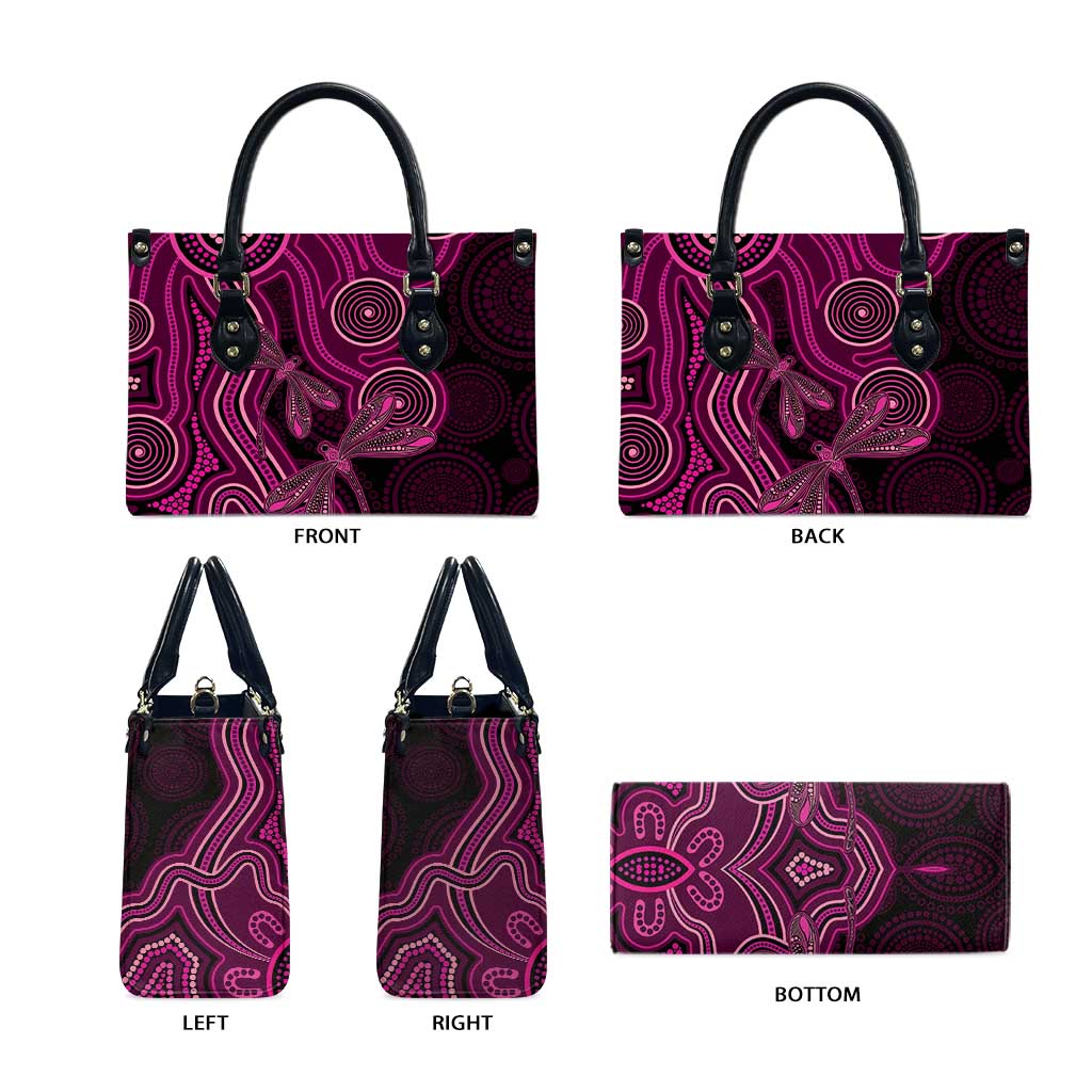 Australia Breast Cancer Awareness Leather Bag Pink Dragonflies Aboriginal Art - Aussie Hoodie