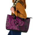 Australia Breast Cancer Awareness Leather Tote Bag Pink Dragonflies Aboriginal Art - Aussie Hoodie