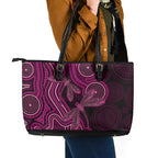 Australia Breast Cancer Awareness Leather Tote Bag Pink Dragonflies Aboriginal Art - Aussie Hoodie