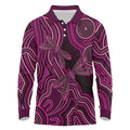 Australia Breast Cancer Awareness Long Sleeve Polo Shirt Pink Dragonflies Aboriginal Art - Aussie Hoodie