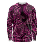 Australia Breast Cancer Awareness Long Sleeve Shirt Pink Dragonflies Aboriginal Art - Aussie Hoodie