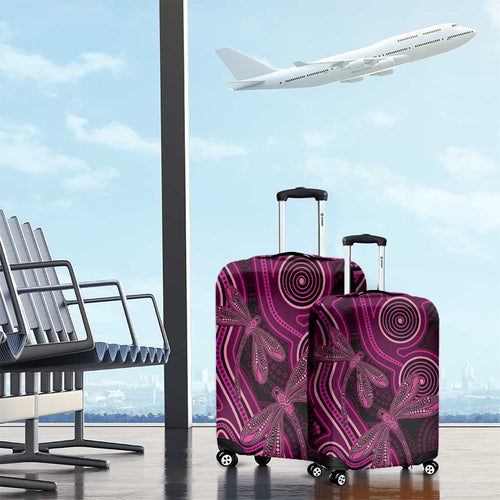 Australia Breast Cancer Awareness Luggage Cover Pink Dragonflies Aboriginal Art - Aussie Hoodie