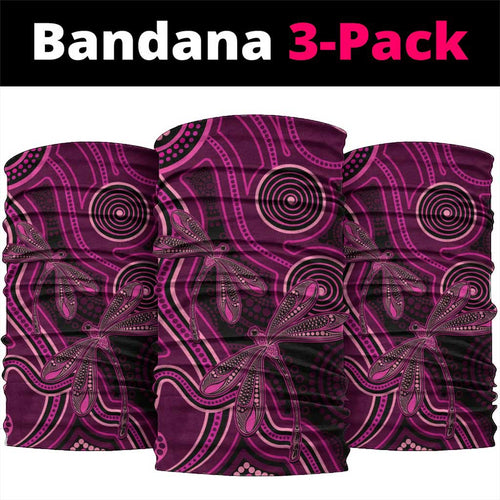 Australia Breast Cancer Awareness Neck Gaiter Pink Dragonflies Aboriginal Art - Aussie Hoodie