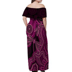 Australia Breast Cancer Awareness Off Shoulder Maxi Dress Pink Dragonflies Aboriginal Art - Aussie Hoodie