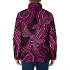Australia Breast Cancer Awareness Padded Jacket Pink Dragonflies Aboriginal Art - Aussie Hoodie