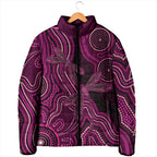 Australia Breast Cancer Awareness Padded Jacket Pink Dragonflies Aboriginal Art - Aussie Hoodie