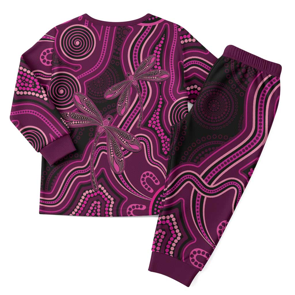 Australia Breast Cancer Awareness Christmas Pajama Set Pink Dragonflies Aboriginal Art - Aussie Hoodie