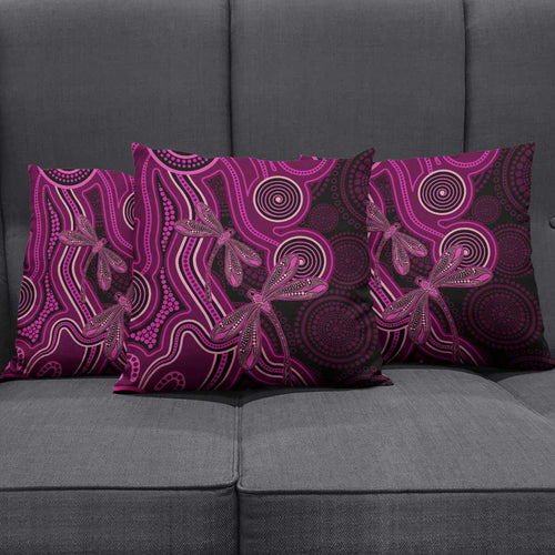 Australia Breast Cancer Awareness Pillow Cover Pink Dragonflies Aboriginal Art - Aussie Hoodie