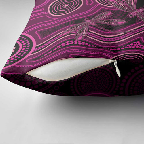 Australia Breast Cancer Awareness Pillow Cover Pink Dragonflies Aboriginal Art - Aussie Hoodie