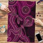 Australia Breast Cancer Awareness Puzzle Pink Dragonflies Aboriginal Art - Aussie Hoodie
