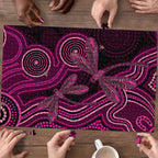 Australia Breast Cancer Awareness Puzzle Pink Dragonflies Aboriginal Art - Aussie Hoodie