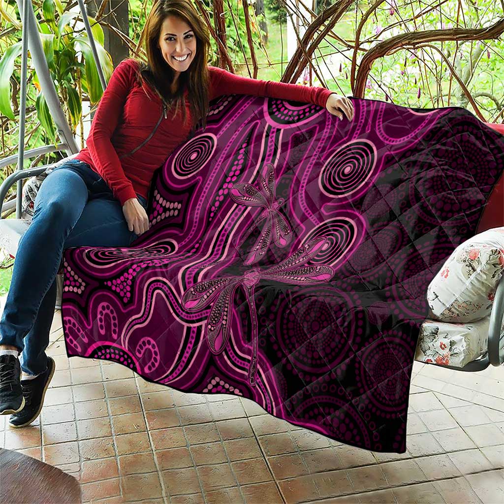 Australia Breast Cancer Awareness Quilt Pink Dragonflies Aboriginal Art - Aussie Hoodie
