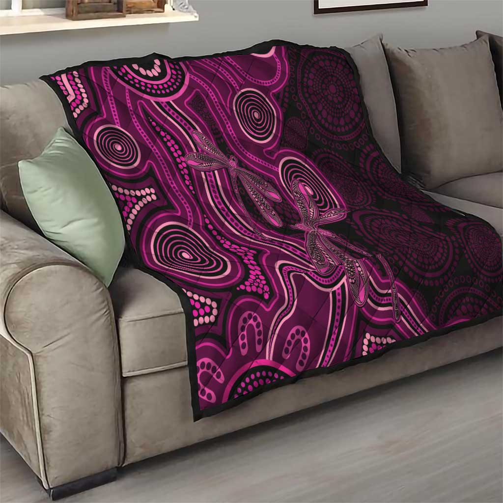 Australia Breast Cancer Awareness Quilt Pink Dragonflies Aboriginal Art - Aussie Hoodie