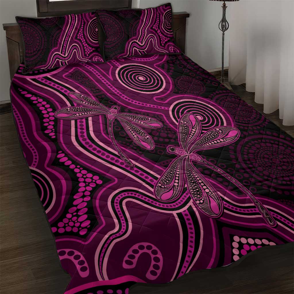 Australia Breast Cancer Awareness Quilt Bed Set Pink Dragonflies Aboriginal Art - Aussie Hoodie