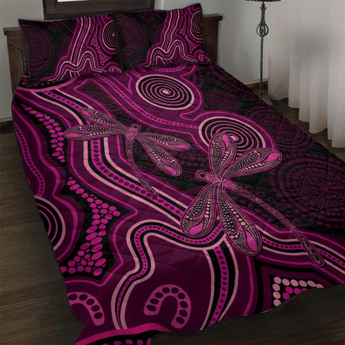 Australia Breast Cancer Awareness Quilt Bed Set Pink Dragonflies Aboriginal Art - Aussie Hoodie