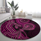 Australia Breast Cancer Awareness Round Carpet Pink Dragonflies Aboriginal Art - Aussie Hoodie