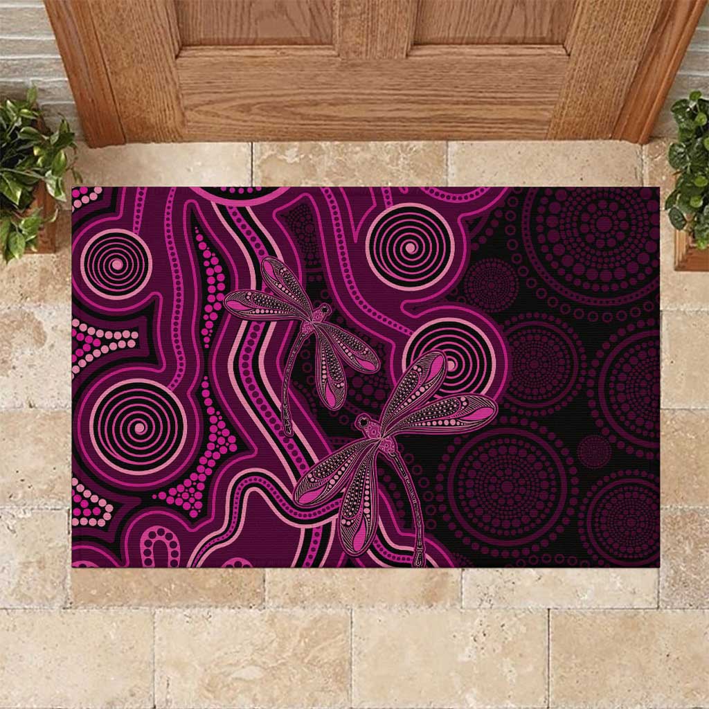 Australia Breast Cancer Awareness Rubber Doormat Pink Dragonflies Aboriginal Art - Aussie Hoodie