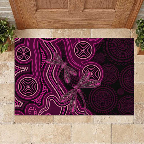 Australia Breast Cancer Awareness Rubber Doormat Pink Dragonflies Aboriginal Art - Aussie Hoodie
