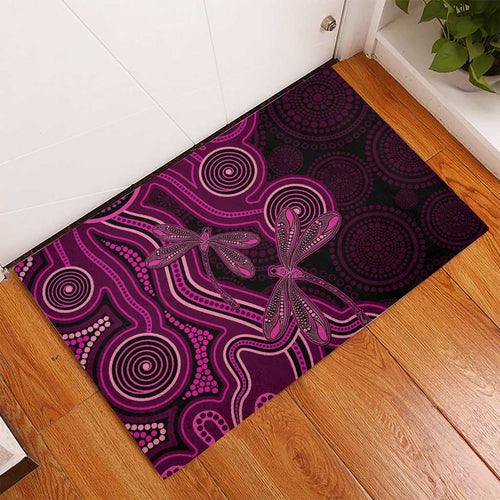 Australia Breast Cancer Awareness Rubber Doormat Pink Dragonflies Aboriginal Art - Aussie Hoodie